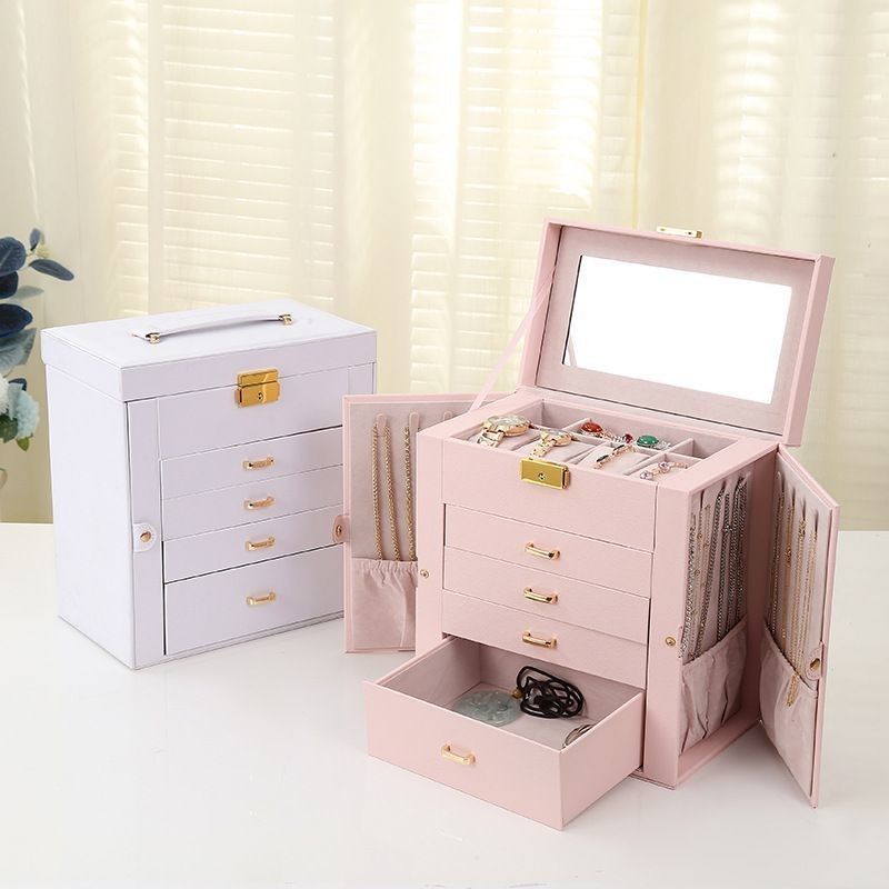 ช่องทางกลางเปิด Clamshell PU ชุดเครื่องประดับหนัง/แหวน/ห้อยตา/คอคอ/ข้อมือ/กล่องเก็บนาฬิกาสําหรับและเครื่องประดับหรู